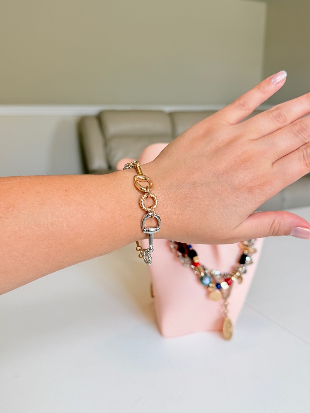 Gold and Silver Link Charm Bracelet